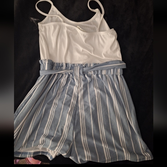 Jolie & Joy Womens Striped Tie Waist Romper, Large - Picture 2 of 2